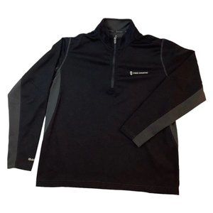 Free Country Mens Pullover 1/4 Zip Mock Neck Long Sleeve Black Gray Shirt Size L
